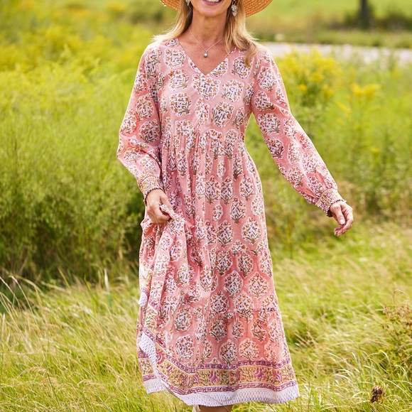 April Cornell Marigold Block Print Dress XL - Picture 1 of 6